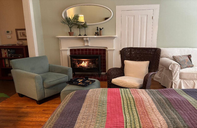 Cozy gas log fireplace