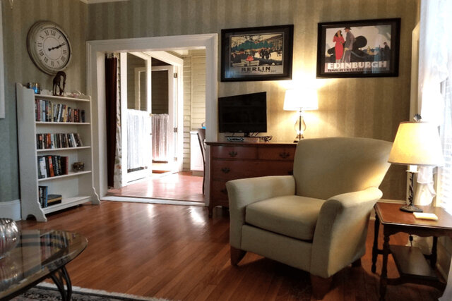 Living area opens to kitchen