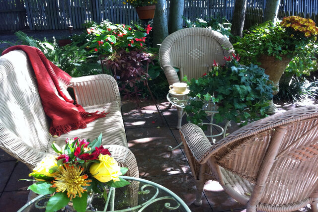 Off-street parking behind the secluded garden