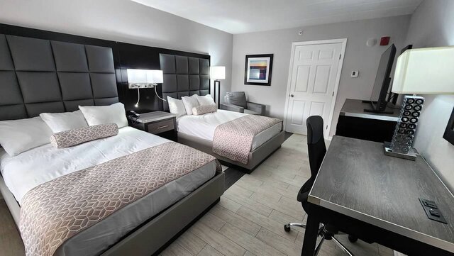 room with two double beds