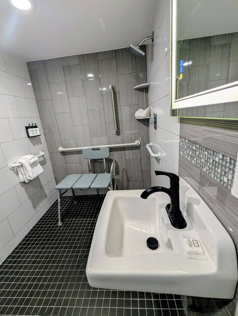 Photo showing Roll-in Shower and Sink