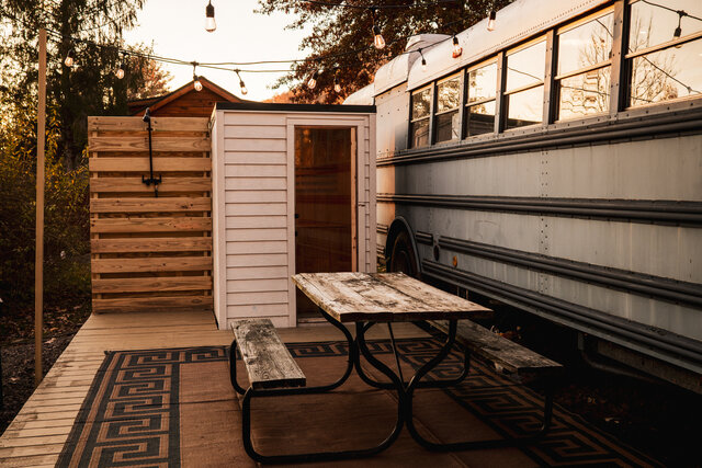 Image 6 for 54 Tiny Home | School bus with Bedroom and Sauna