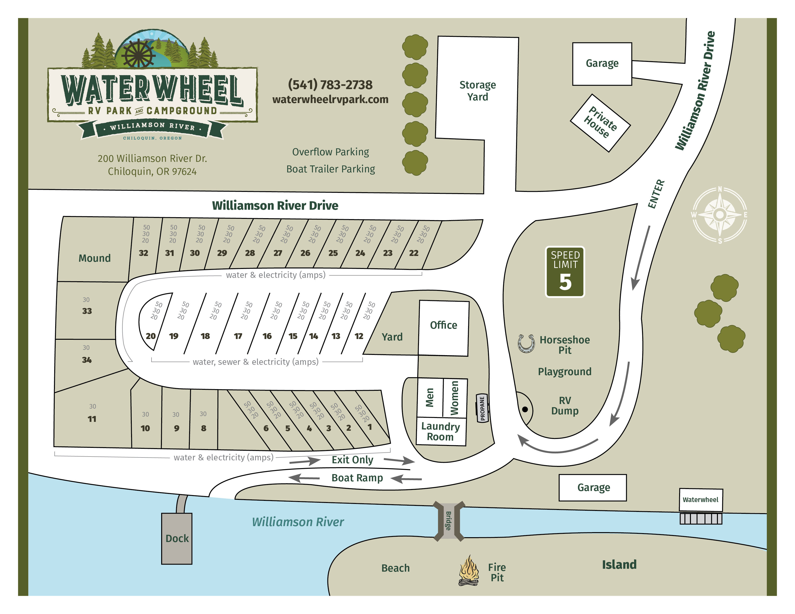 Waterwheel RV Park Map