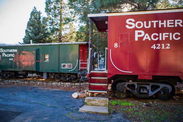 Image 1 for 08) Caboose #8 (2 Full Beds) - Red Bay Window Caboose