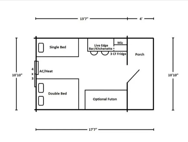Image 7 for Tent Pod 02  - Double, Twin, Futon, AC, Mini-Fridge, Microwave
