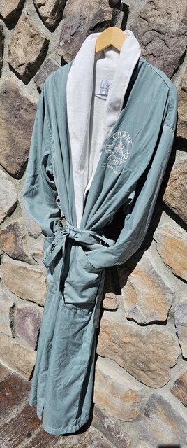 Image 1 for Crane Bathrobe w/ Logo Sage Green