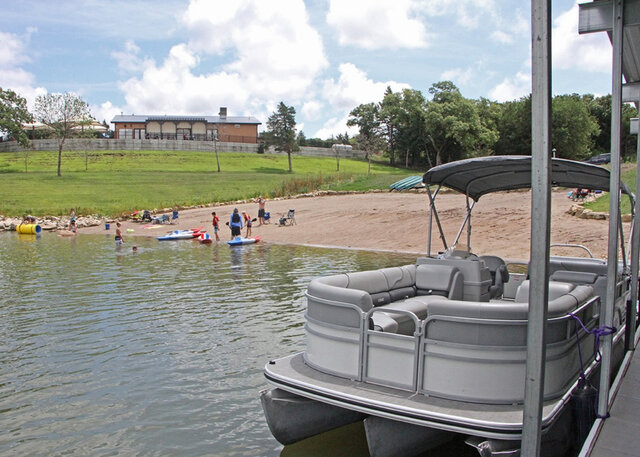 Pontoon rentals available next to private beach