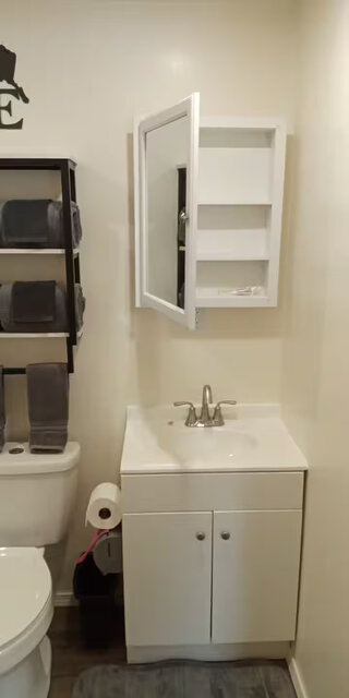 Bathroom vanity and medicine cabinet