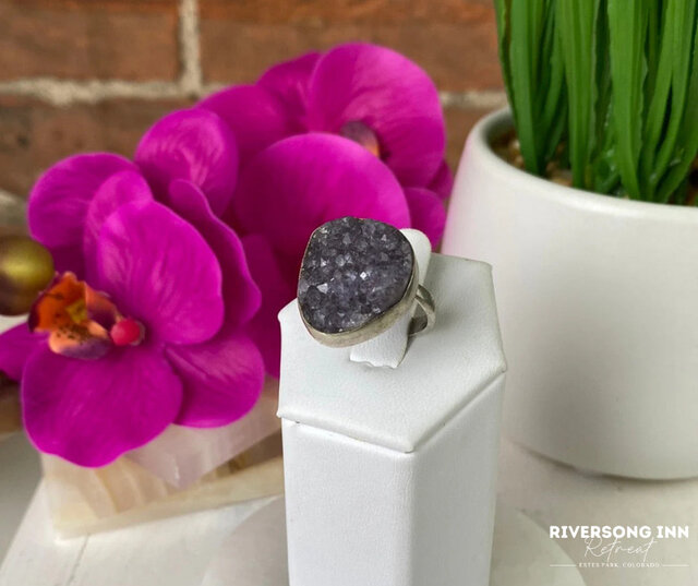 Image 1 for Amethyst Druzy Crystal Gemstone Ring