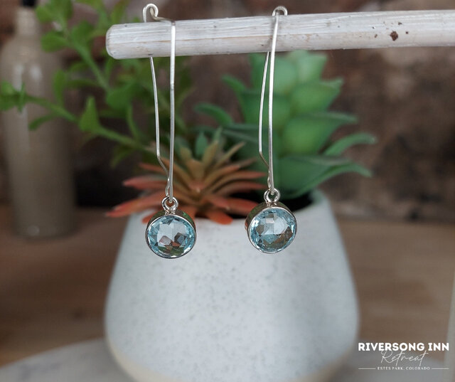 Image 1 for Blue Topaz Faceted Earrings