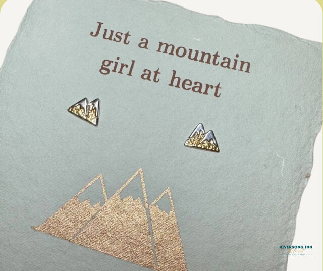 Image 2 for Mountain Stud Earrings in Silver and Gold