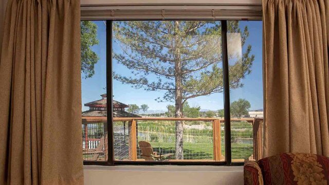 rooms flooded with natural light and a view of the river