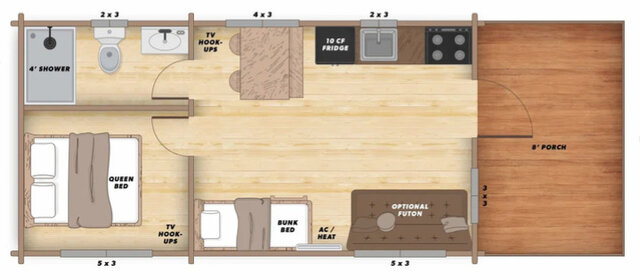Image 3 for C7 Woodsman Lodge  1 Queen Bed, bunks and a Futon